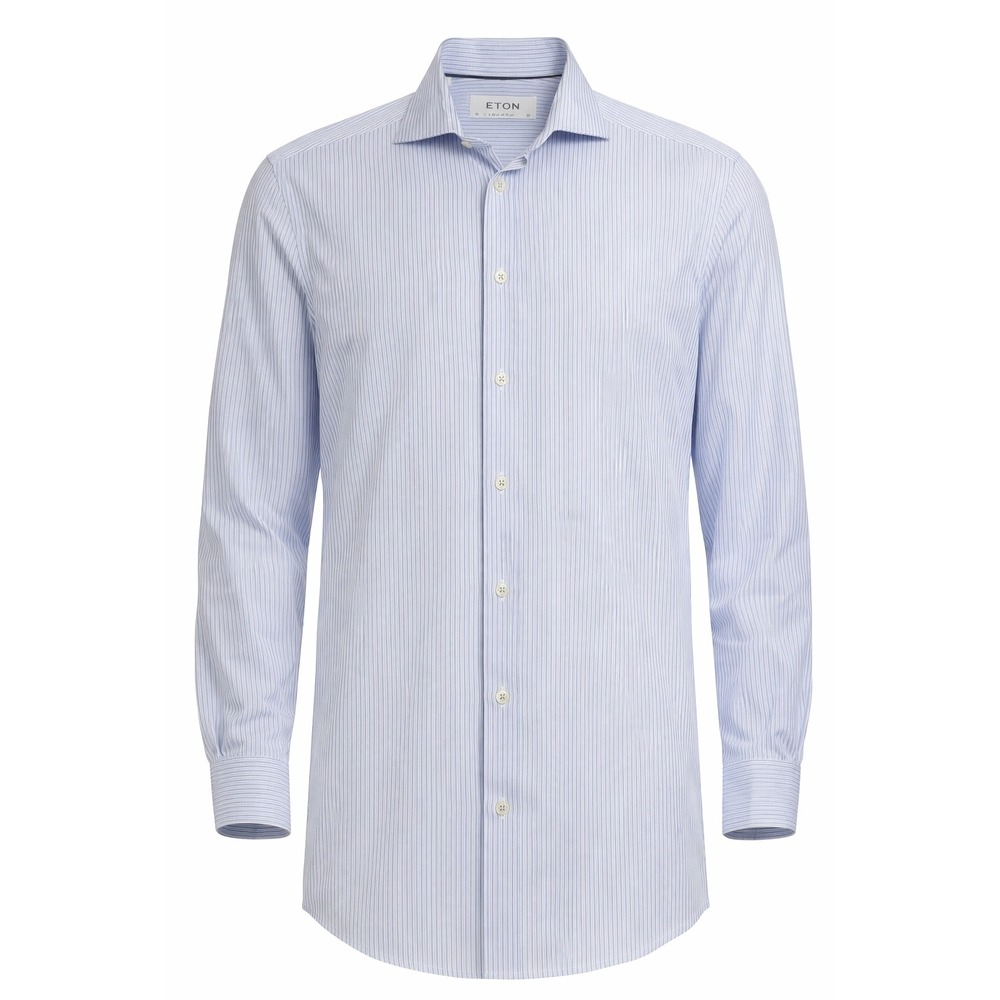 Eton Contemporary Blue Stripe Dress Shirt 41 16 Luxury Designer Button Down